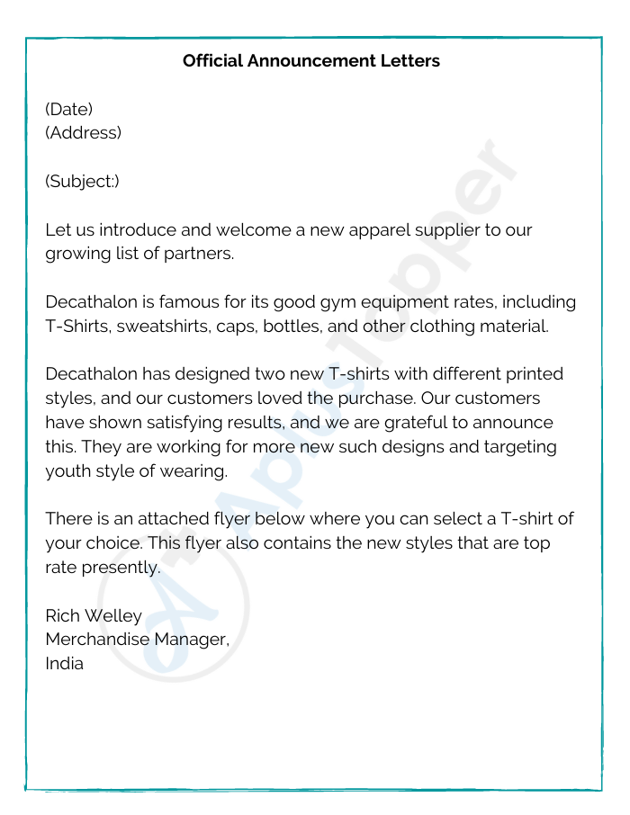 Sample Announcement Letters Examples Format Guidelines And How To sample-announcement-letters-examples-format-guidelines-and-how-to