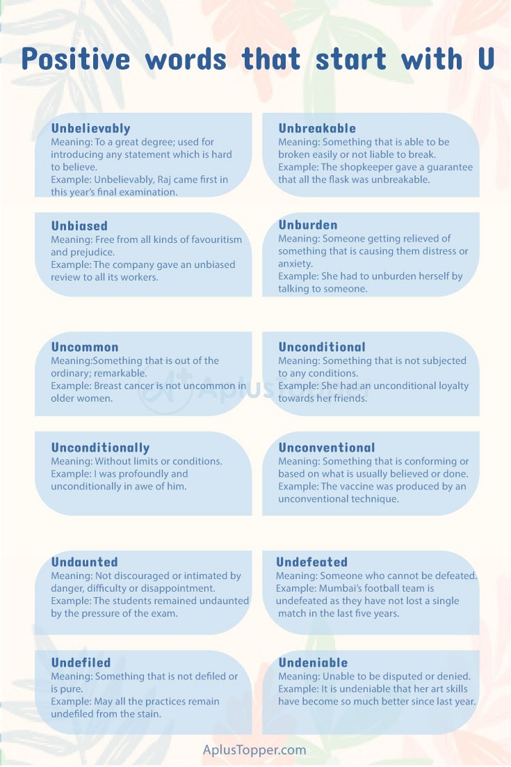 Positive Words That Start With U 1