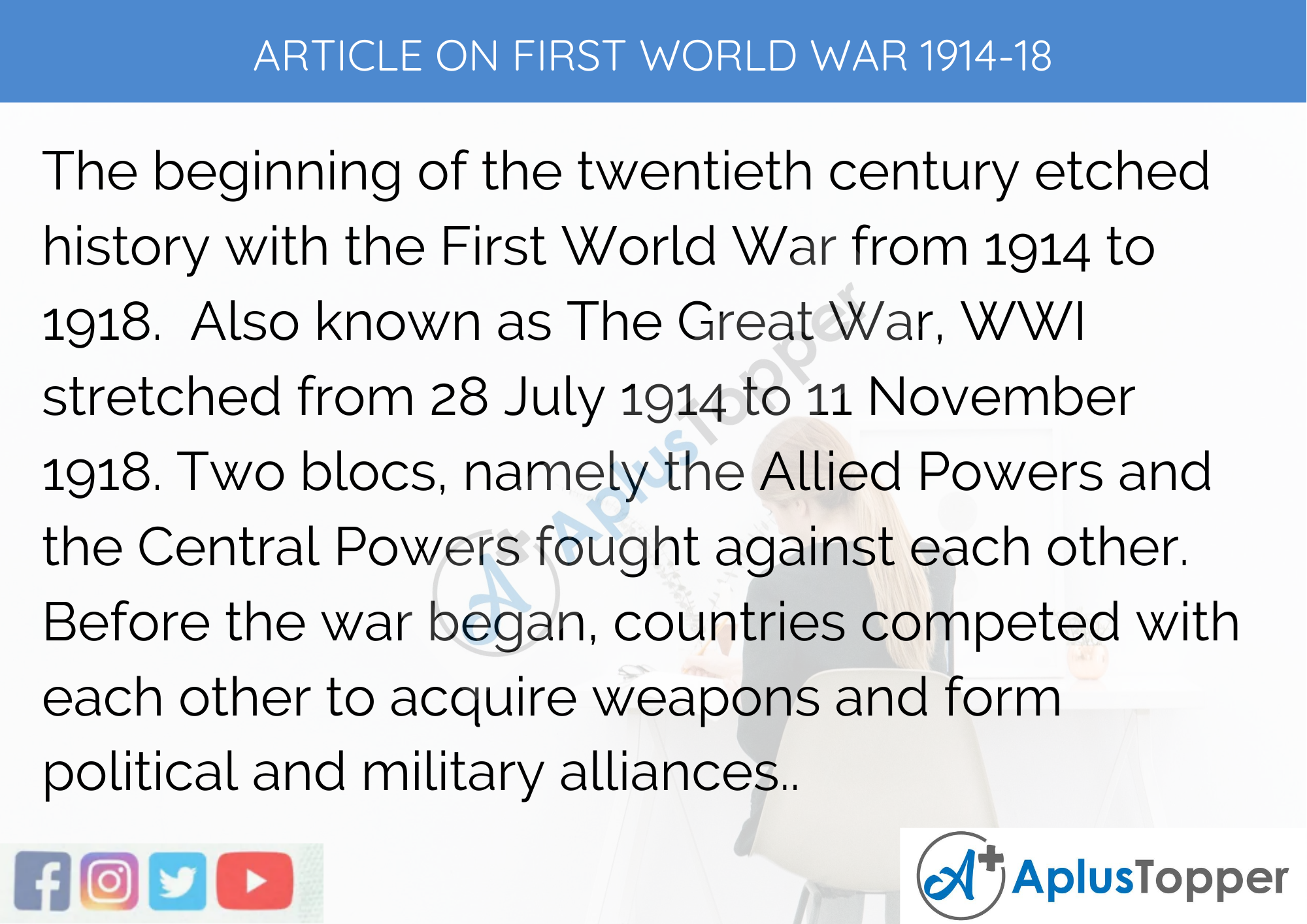 Short Article on First World War 1914-18 in English 200 Words