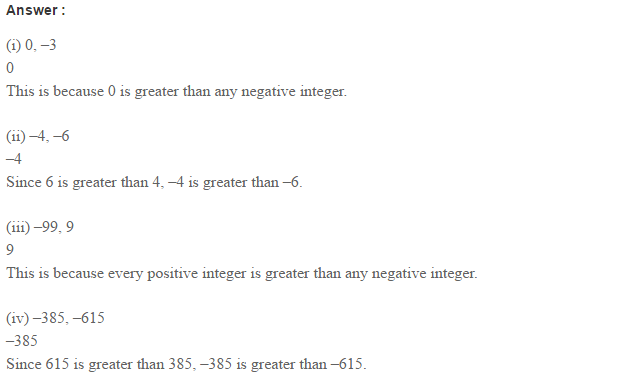 Integers RS Aggarwal Class 6 Maths Solutions CCE Test Paper 2.1