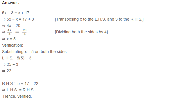 Linear Equation In One Variable RS Aggarwal Class 6 Maths Solutions Ex 9B 9.1
