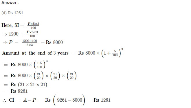 Compound Interest RS Aggarwal Class 8 Maths Solutions Ex 11D 12.1
