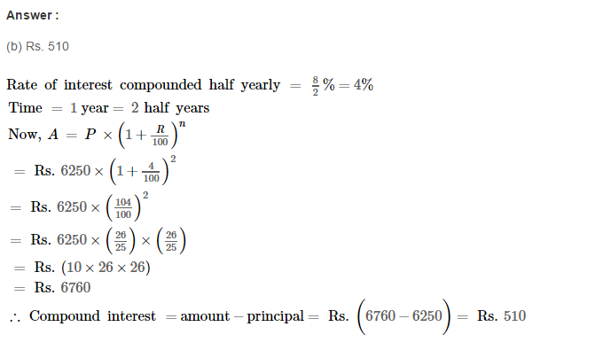 Compound Interest RS Aggarwal Class 8 Maths Solutions Ex 11D 6.1