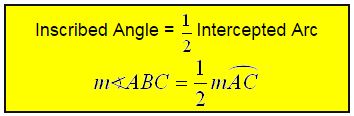 Formulas for Angles in Circles Formed by Radii, Chords, Tangents, Secants 4