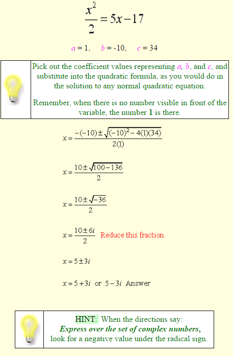Solving Quadratic Equations with Complex Roots 2