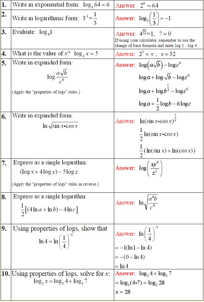 Logarithmic Expressions 9