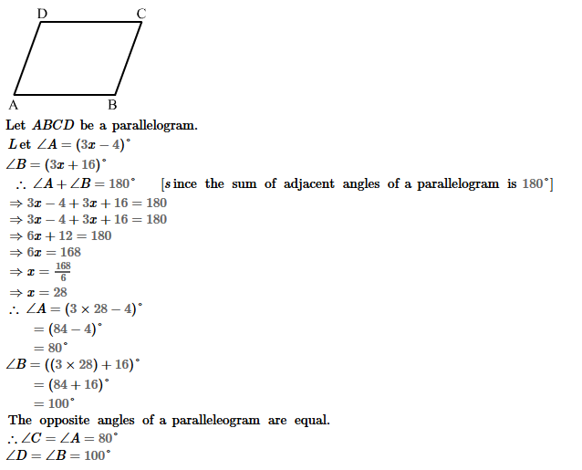 Parallelograms RS Aggarwal Class 8 Maths Solutions Exercise 16A 5.1