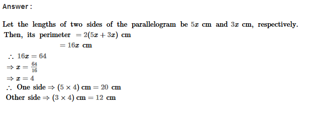 Parallelograms RS Aggarwal Class 8 Maths Solutions Exercise 16A 7.1