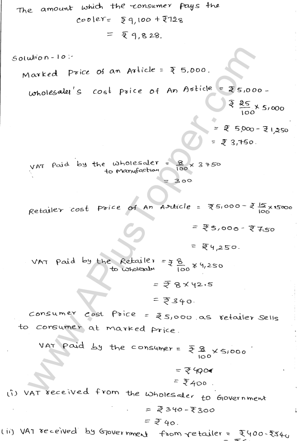 ML-Aggarwal ICSE Solutions for Class 10 Maths Ch 25 Value Added Tax Q1.9