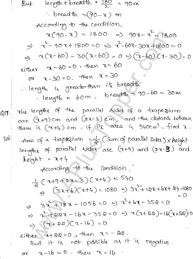 ML Aggarwal ICSE Solutions for Class 10 Maths Chapter 6 Quadratic Equations in One Variable Q6.47