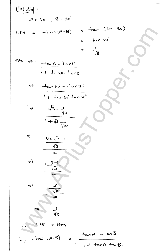 ML Aggarwal ICSE Solutions for Class 9 Maths Chapter 18 Trigonometric Ratios and Standard Angles Q1.14