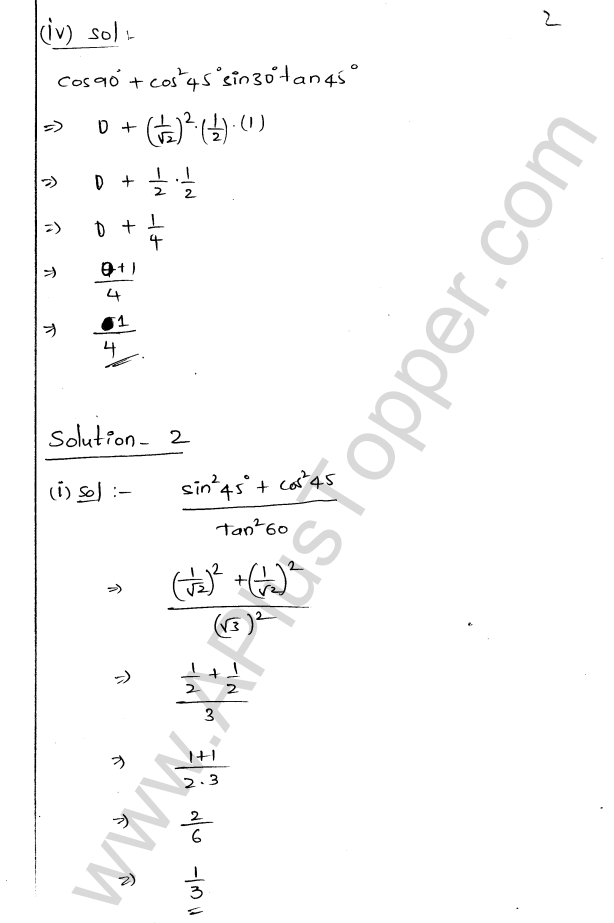 ML Aggarwal ICSE Solutions for Class 9 Maths Chapter 18 Trigonometric Ratios and Standard Angles Q1.2
