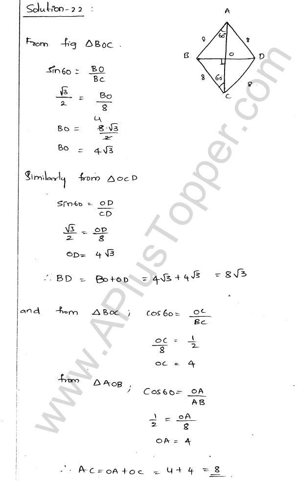 ML Aggarwal ICSE Solutions for Class 9 Maths Chapter 18 Trigonometric Ratios and Standard Angles Q1.23
