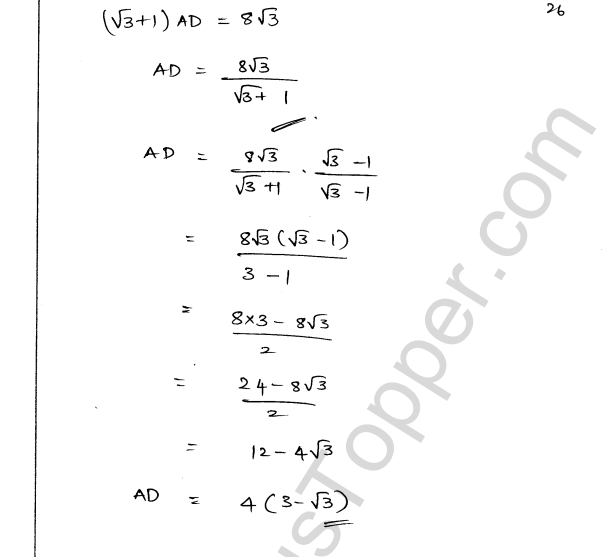 ML Aggarwal ICSE Solutions for Class 9 Maths Chapter 18 Trigonometric Ratios and Standard Angles Q1.26