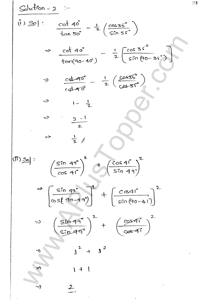 ML Aggarwal ICSE Solutions for Class 9 Maths Chapter 18 Trigonometric Ratios and Standard Angles Q1.28