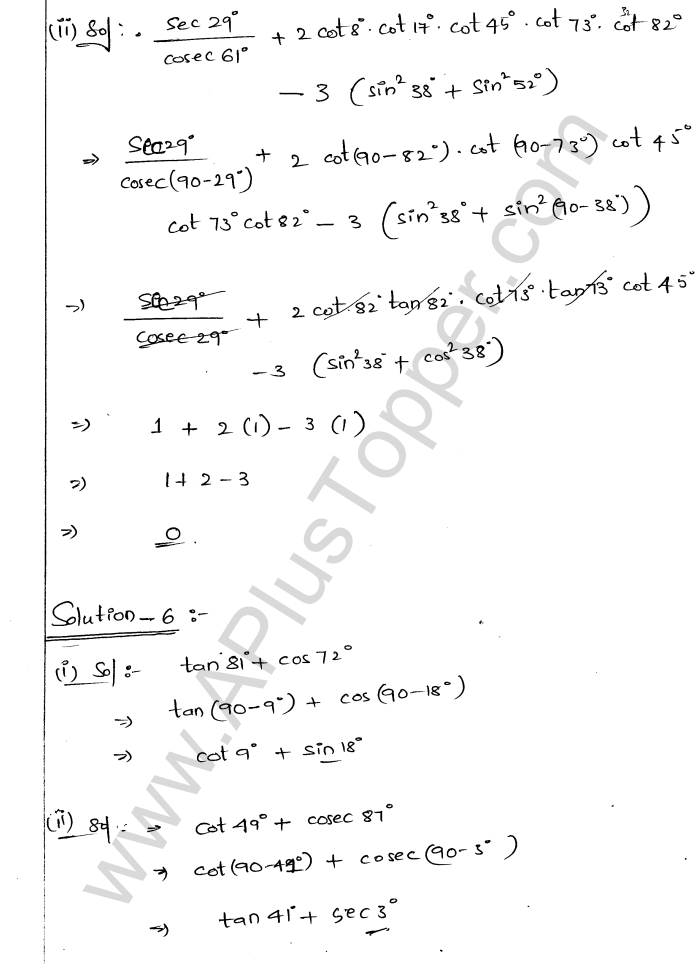 ML Aggarwal ICSE Solutions for Class 9 Maths Chapter 18 Trigonometric Ratios and Standard Angles Q1.32
