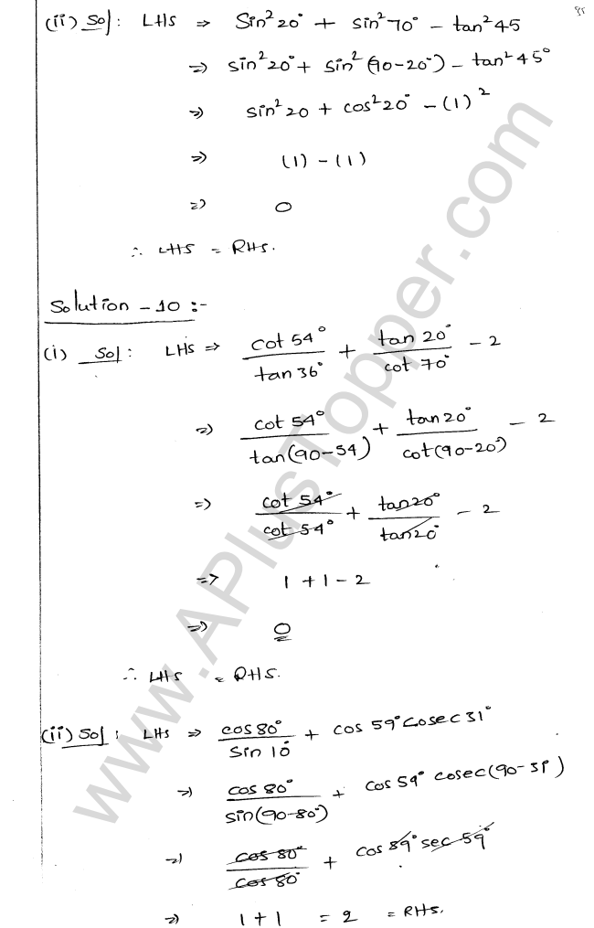 ML Aggarwal ICSE Solutions for Class 9 Maths Chapter 18 Trigonometric Ratios and Standard Angles Q1.35