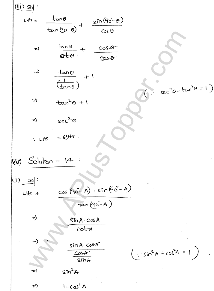 ML Aggarwal ICSE Solutions for Class 9 Maths Chapter 18 Trigonometric Ratios and Standard Angles Q1.38
