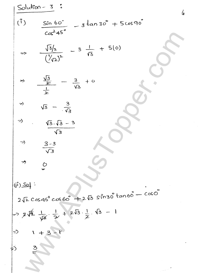 ML Aggarwal ICSE Solutions for Class 9 Maths Chapter 18 Trigonometric Ratios and Standard Angles Q1.4
