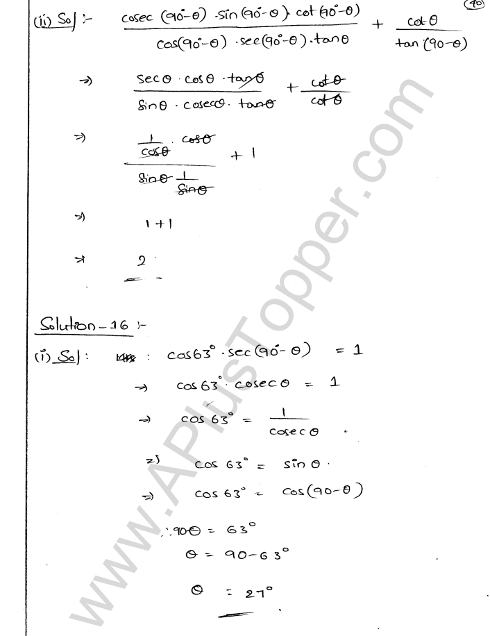 ML Aggarwal ICSE Solutions for Class 9 Maths Chapter 18 Trigonometric Ratios and Standard Angles Q1.40
