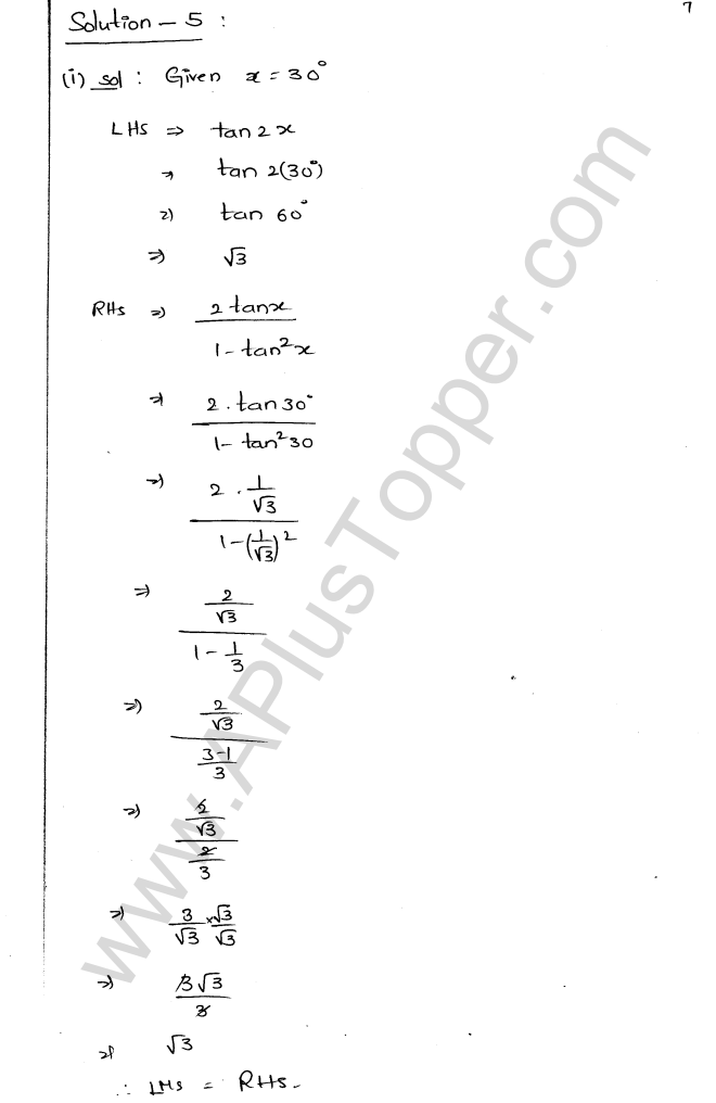 ML Aggarwal ICSE Solutions for Class 9 Maths Chapter 18 Trigonometric Ratios and Standard Angles Q1.7