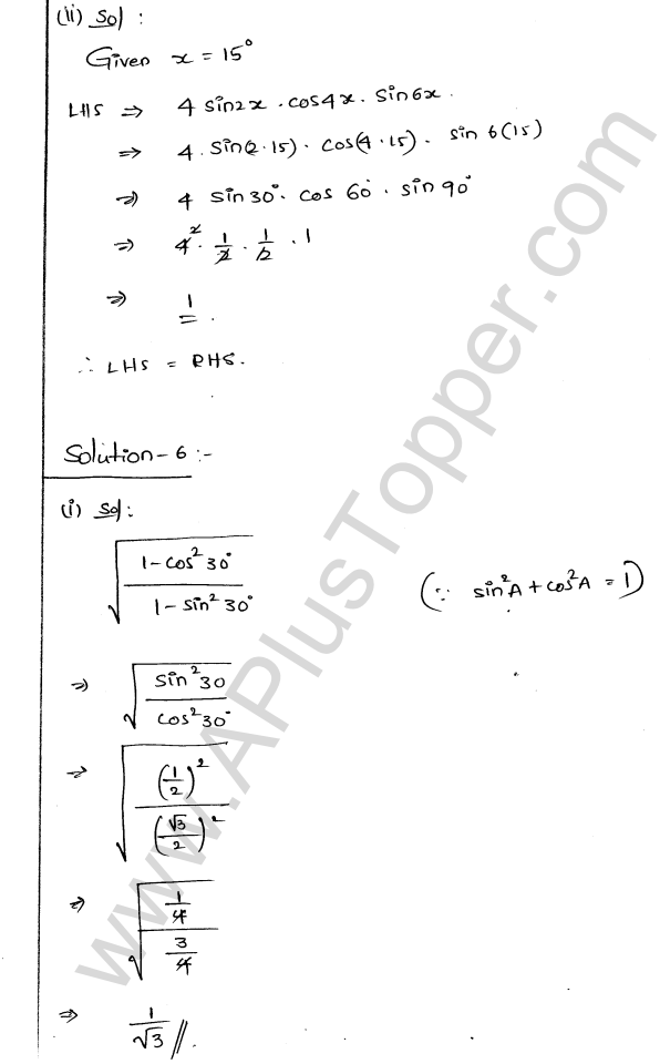 ML Aggarwal ICSE Solutions for Class 9 Maths Chapter 18 Trigonometric Ratios and Standard Angles Q1.8