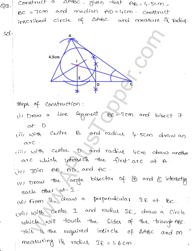 ML Aggarwal ICSE Solutions for Class 10 Maths Chapter 17 Constructions Q1.12