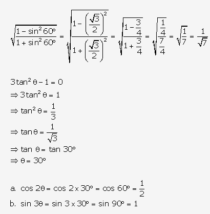 Frank ICSE Solutions for Class 9 Maths - Trigonometrical Ratios of Standard Angles 54