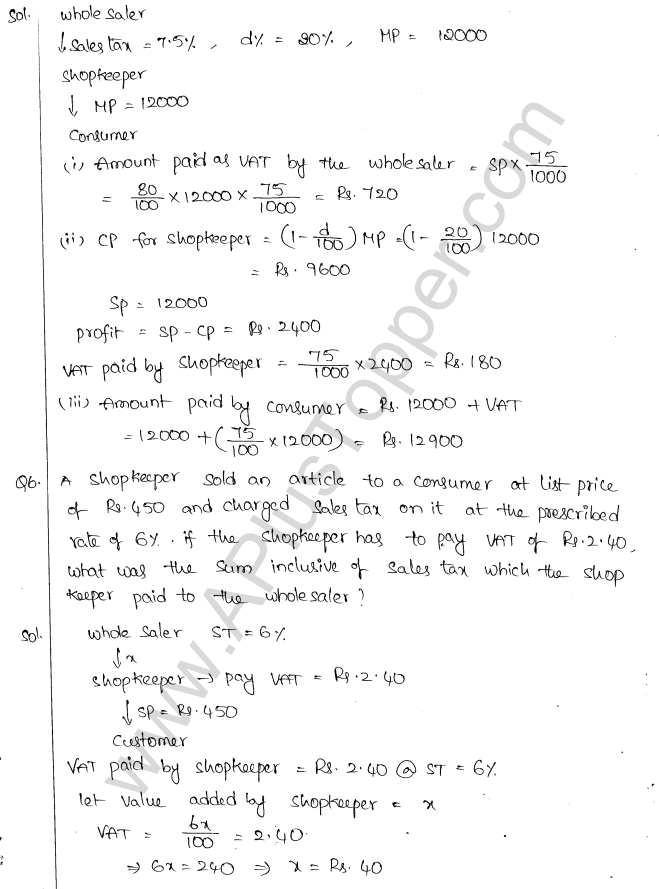 ML Aggarwal ICSE Solutions for Class 10 Maths Chapter 2 Sales Tax And Value Added Tax Q1.14