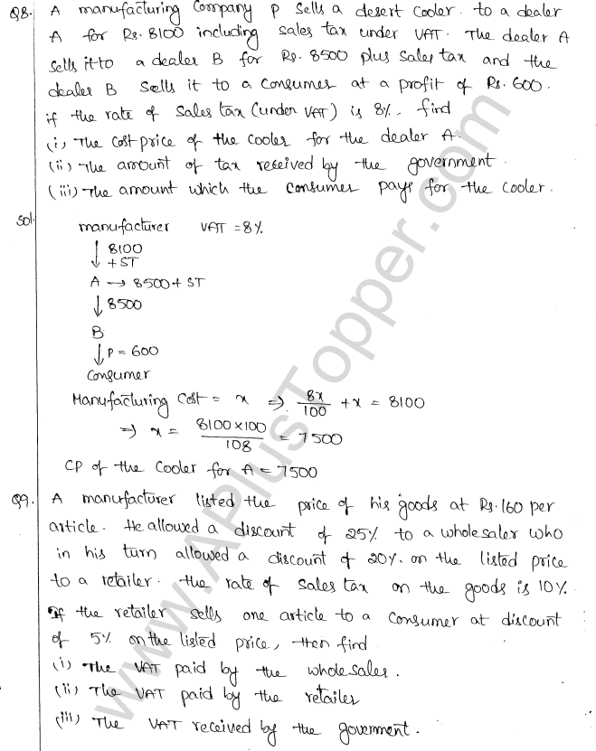 ML Aggarwal ICSE Solutions for Class 10 Maths Chapter 2 Sales Tax And Value Added Tax Q1.16