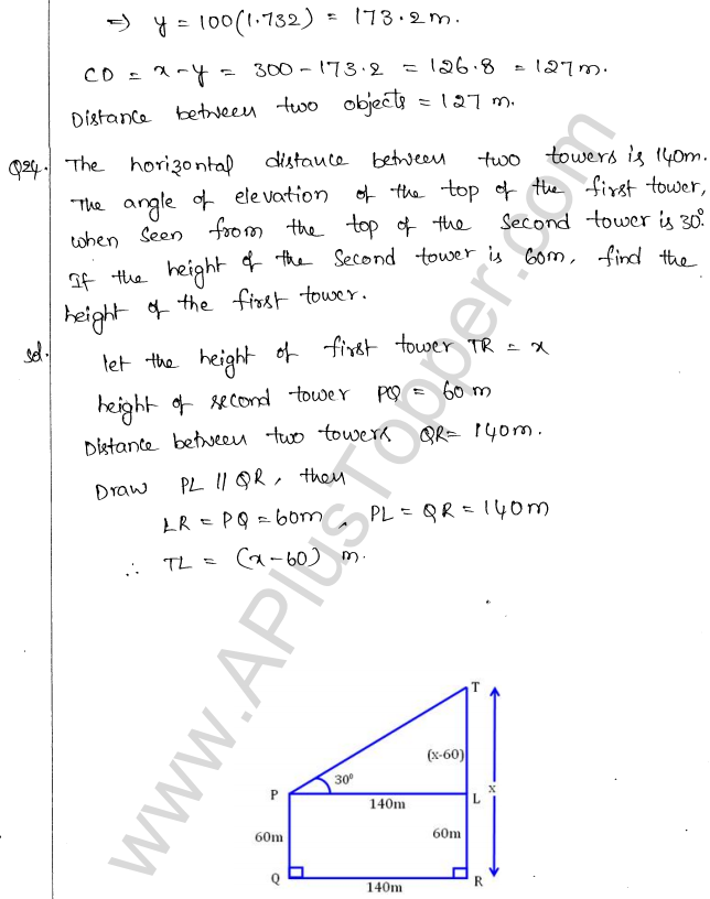 ML Aggarwal ICSE Solutions for Class 10 Maths Chapter 21 Heights and Distances Q1.24