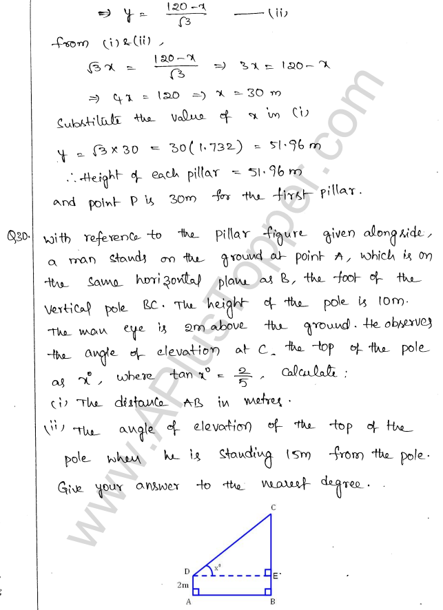 ML Aggarwal ICSE Solutions for Class 10 Maths Chapter 21 Heights and Distances Q1.32