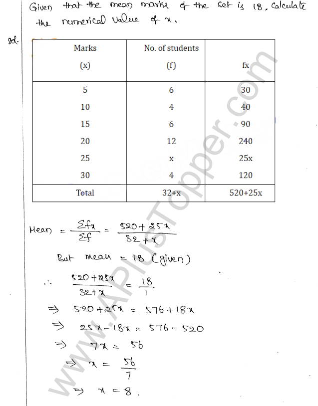 ML Aggarwal ICSE Solutions for Class 10 Maths Chapter 23 Measures of Central Tendency Q1.10