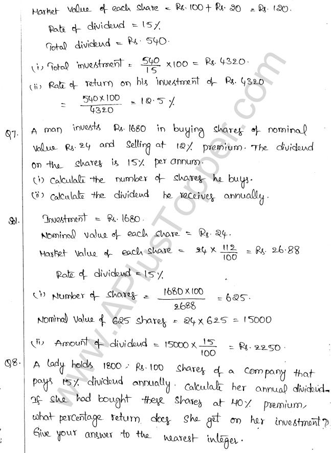 ML Aggarwal ICSE Solutions for Class 10 Maths Chapter 4 Shares and Dividends Q1.3