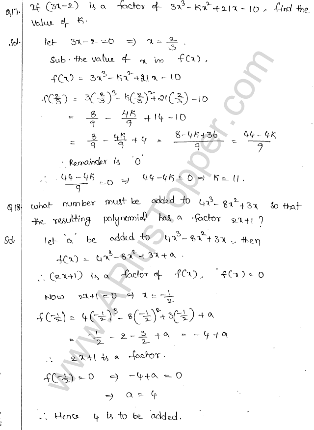 ML Aggarwal ICSE Solutions for Class 10 Maths Chapter 7 Factor Theorem Q1.12