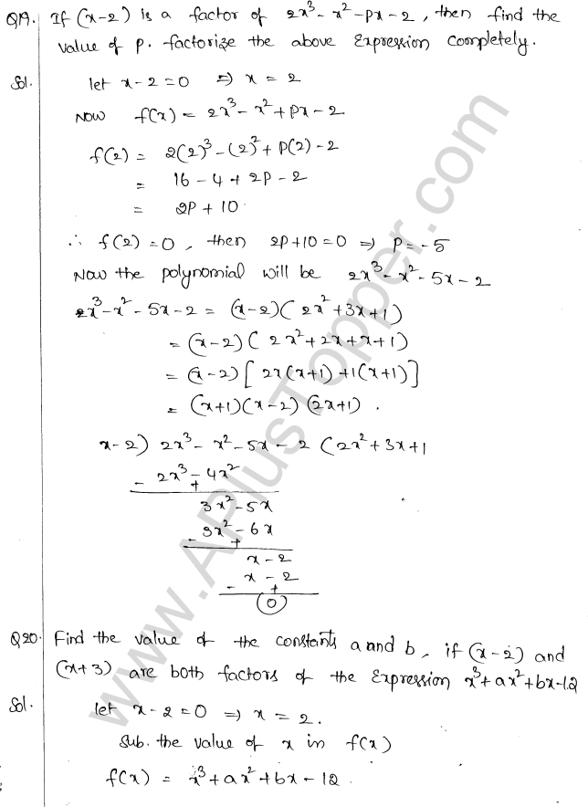 ML Aggarwal ICSE Solutions for Class 10 Maths Chapter 7 Factor Theorem Q1.13
