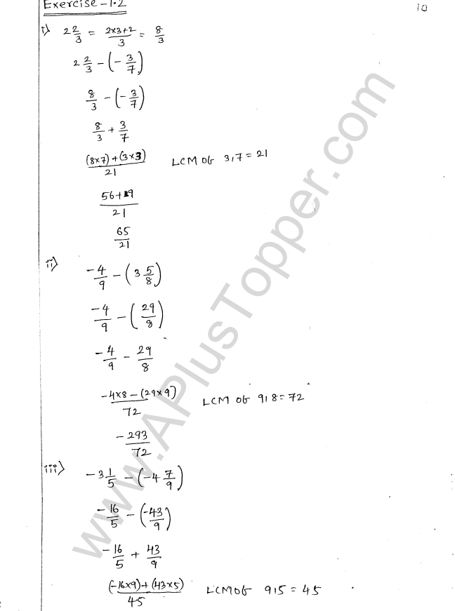 ML Aggarwal ICSE Solutions for Class 8 Maths Chapter 1 Rational Numbers 10