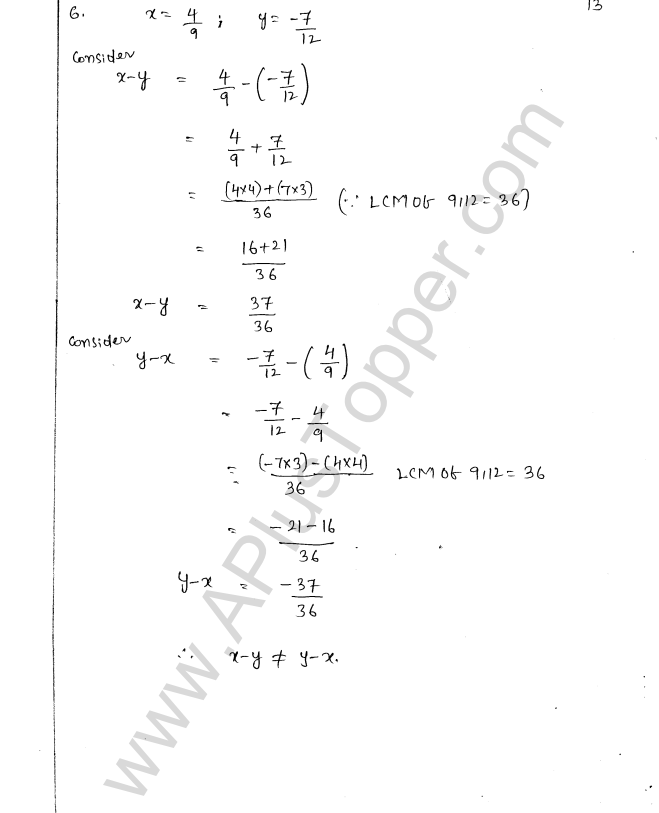 ML Aggarwal ICSE Solutions for Class 8 Maths Chapter 1 Rational Numbers 13