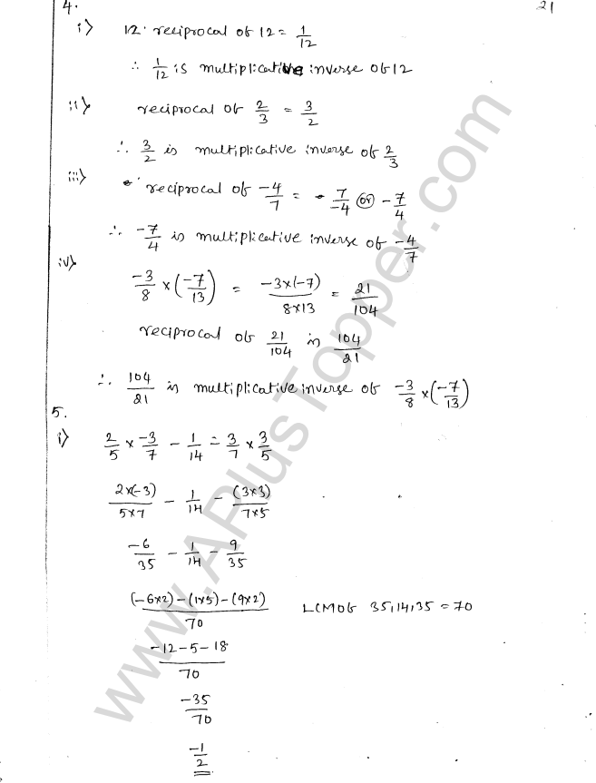 ML Aggarwal ICSE Solutions for Class 8 Maths Chapter 1 Rational Numbers 21