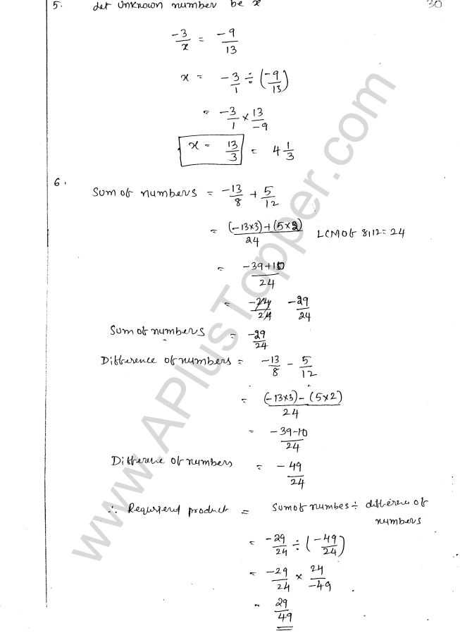 ML Aggarwal ICSE Solutions for Class 8 Maths Chapter 1 Rational Numbers 30