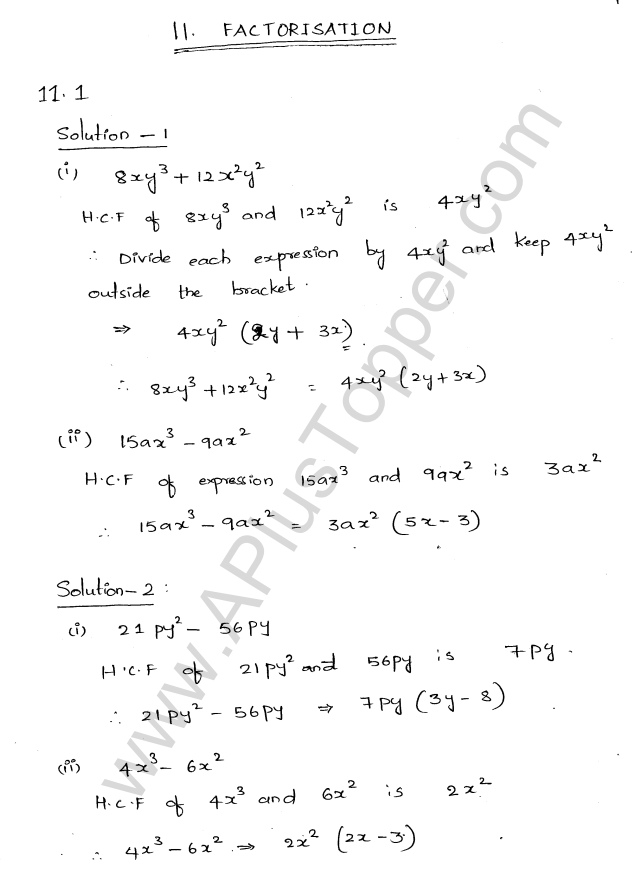 ML Aggarwal ICSE Solutions for Class 8 Maths Chapter 11 Factorisation 1