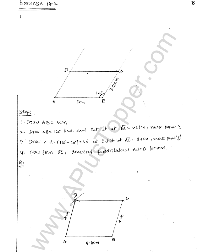 ML Aggarwal ICSE Solutions for Class 8 Maths Chapter 14 Constructions of Quadrilaterals 8