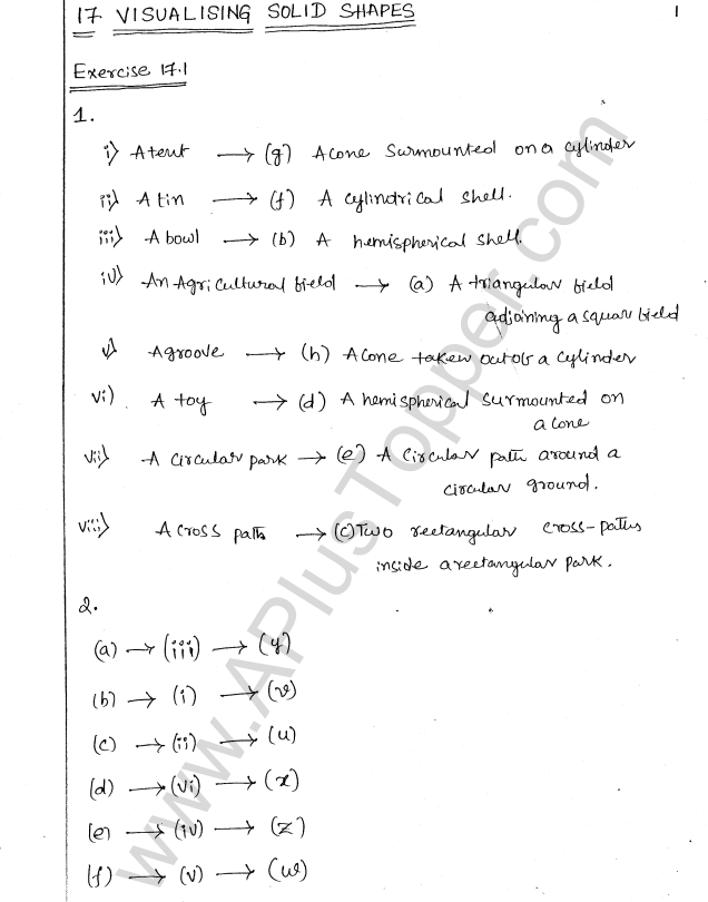 ML Aggarwal ICSE Solutions for Class 8 Maths Chapter 17 Visualising Solid Shapes 1