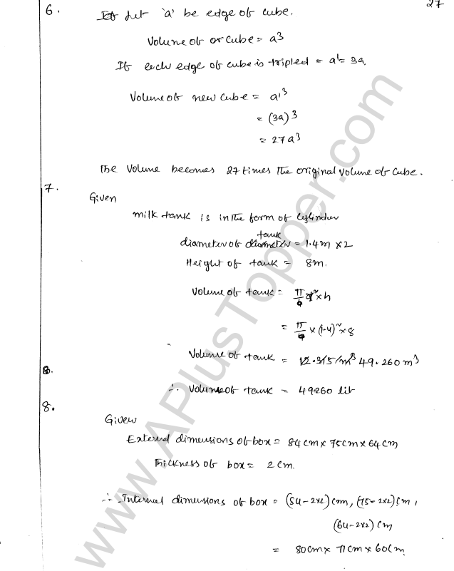 ML Aggarwal ICSE Solutions for Class 8 Maths Chapter 18 Mensuration 27