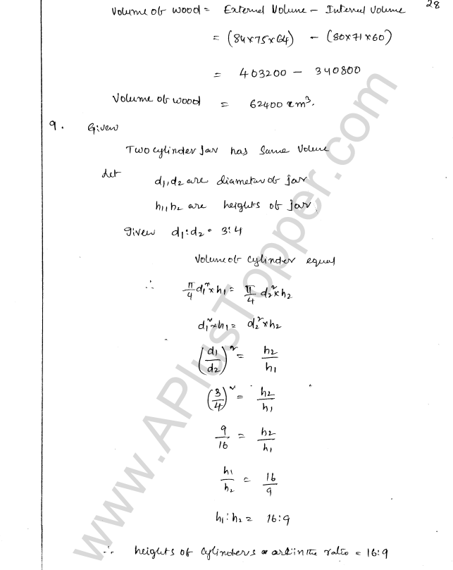 ML Aggarwal ICSE Solutions for Class 8 Maths Chapter 18 Mensuration 28