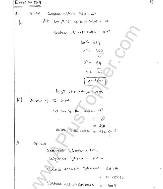 ML Aggarwal ICSE Solutions for Class 8 Maths Chapter 18 Mensuration 34