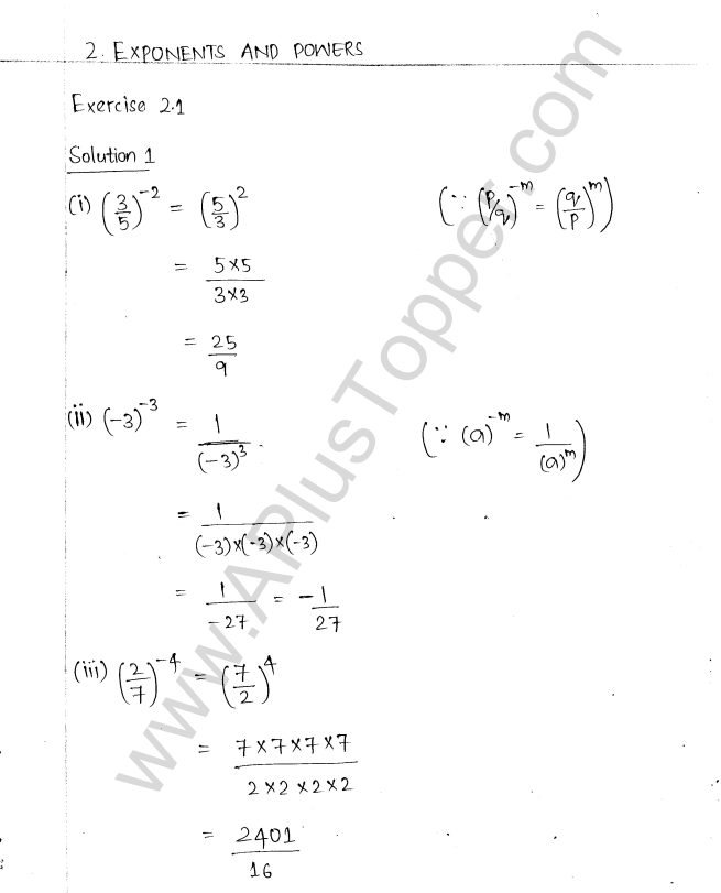 ML Aggarwal ICSE Solutions for Class 8 Maths Chapter 2 Exponents and Powers 1