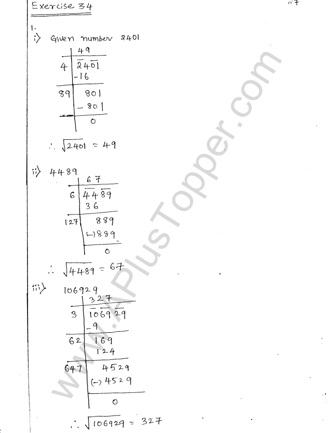 ML Aggarwal ICSE Solutions for Class 8 Maths Chapter 3 Squares and Square Roots 29