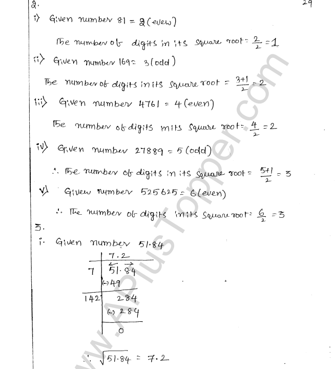 ML Aggarwal ICSE Solutions for Class 8 Maths Chapter 3 Squares and Square Roots 31