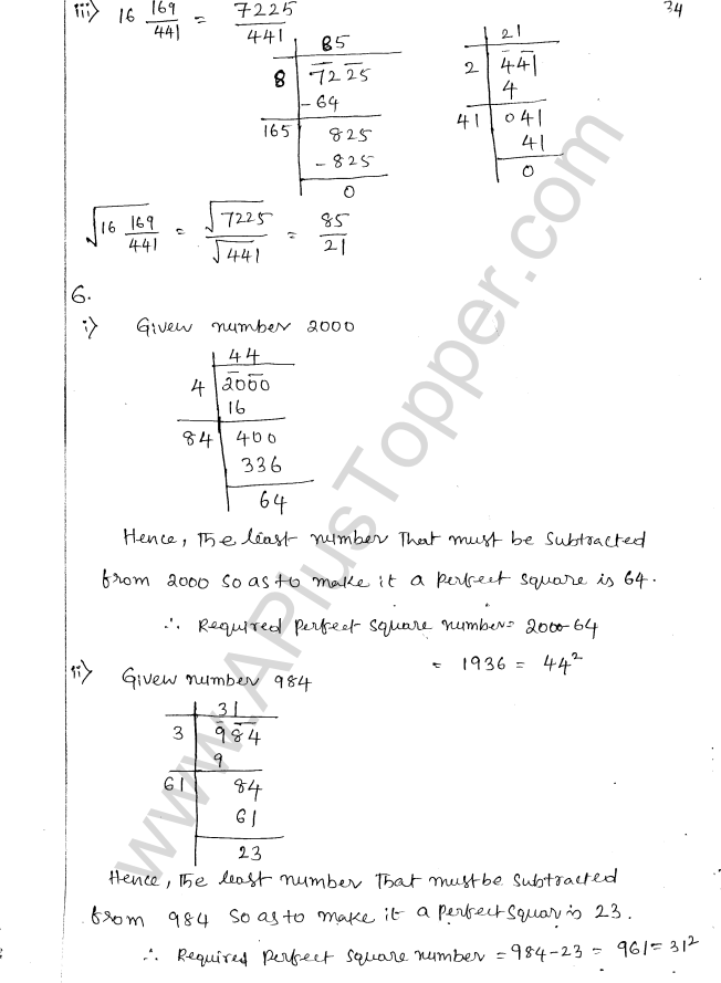 ML Aggarwal ICSE Solutions for Class 8 Maths Chapter 3 Squares and Square Roots 36